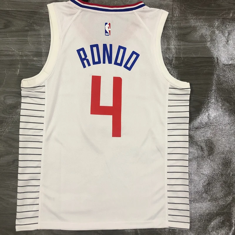 2020 Season NBA Los Angeles Clippers Basketball jersey   White  limited  #4   RONDO