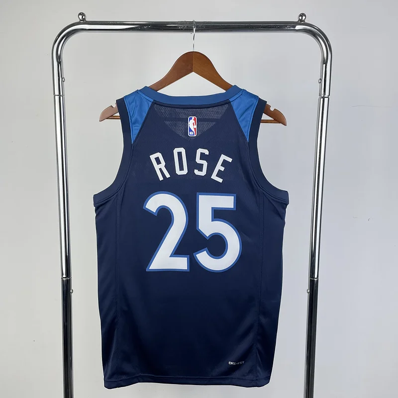 2023 Minnesota Timberwolves Basketball Jersey Aawy Blue #25 ROSE