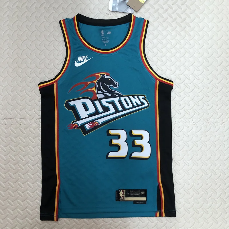 2023 Detroit Pistons Basketball Jersey Retro #33 HILL