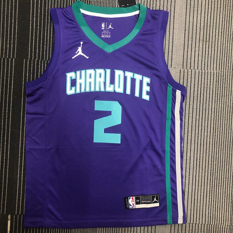 Charlotte Hornets Basketball Jersey   Purple  #2  BALL