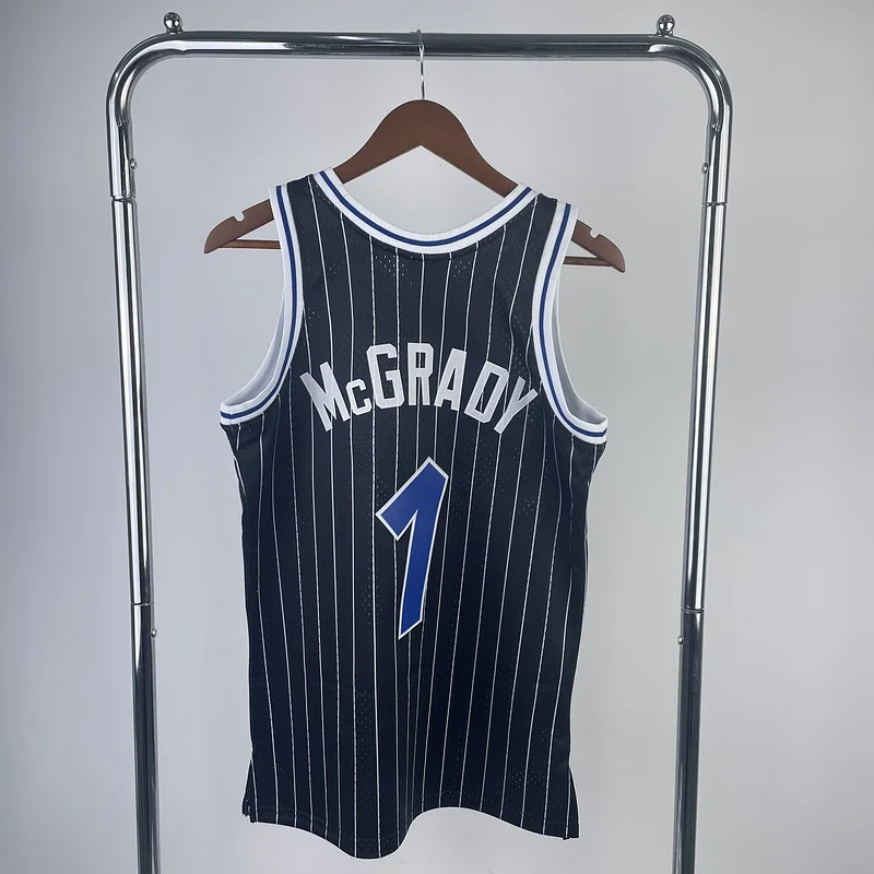 2004 Mitchell Ness Hot Print Retro Orlando Magic Basketball Jersey Black #1 McGrady