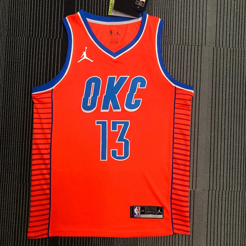 2021 NBA Oklahoma City Thunder Basketball Jersey trapeze Orange #13 GEORGE