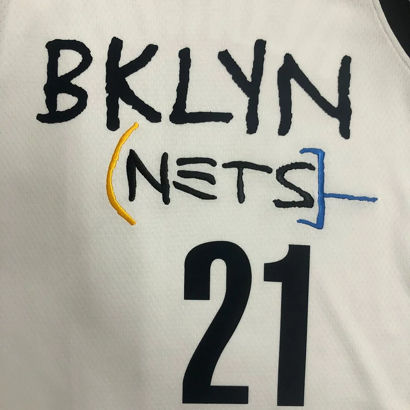 Brooklyn Nets Basketball jersey Graffiti White #21 CLOWNEY