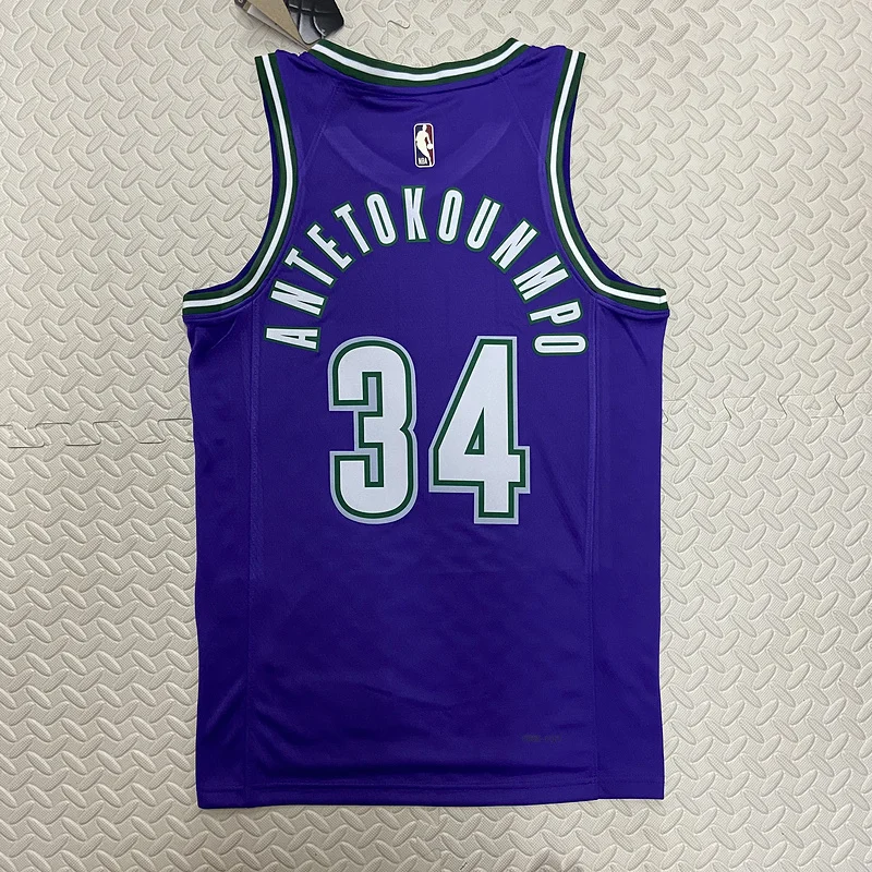 2023 Season NBA Milwaukee Bucks Basketball jersey Retro #34 Antetokounmpo