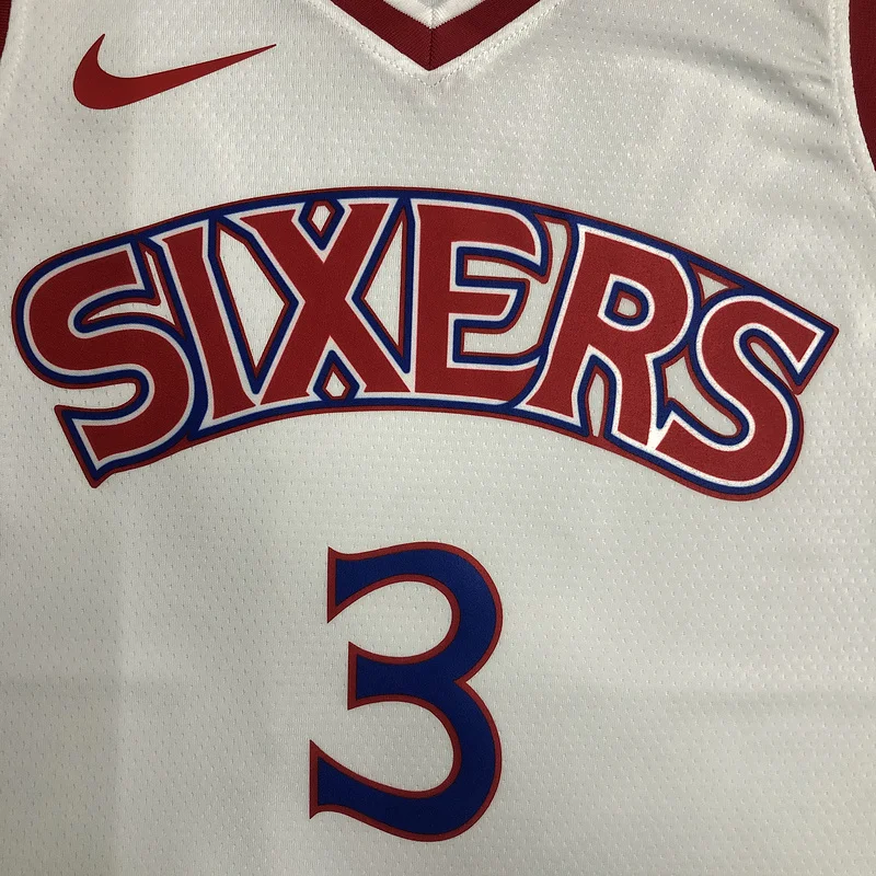 NBA Philadelphia 76ers Basketball Jersey  White #3 IVERSON