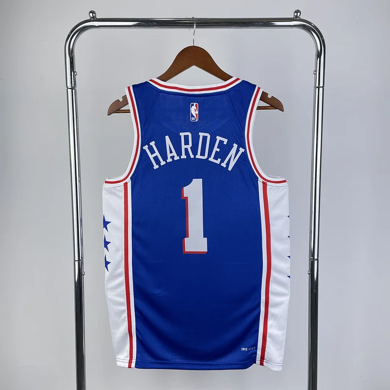 2023 Season NBA Philadelphia 76ers Basketball Jersey V-neck Blue #1 HARDEN