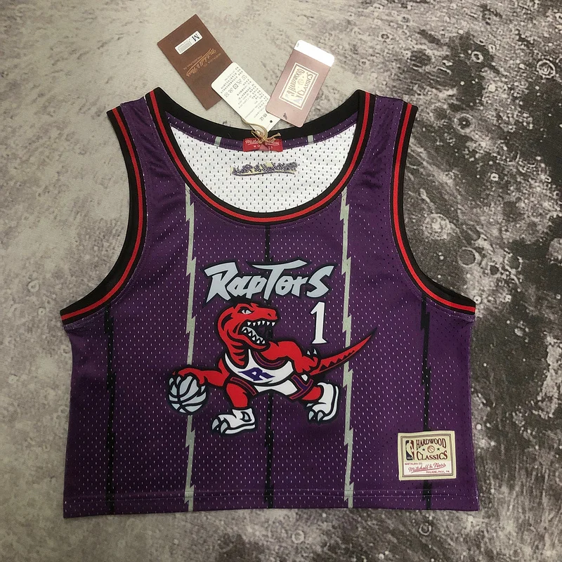 Mitchell Ness Women Retro NBA Toronto Raptors Basketball Jersey Purple #1 McGrady