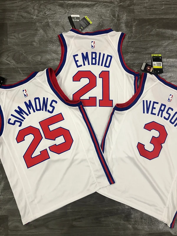 2021 Season NBA Philadelphia 76ers Basketball Jersey Retro limited #21 EMBIID