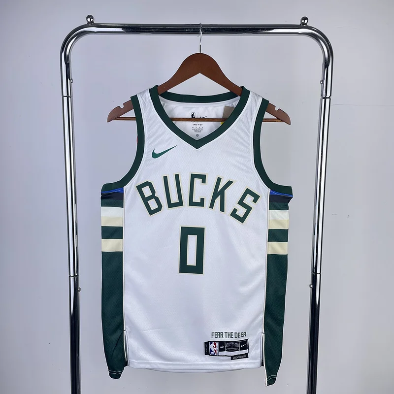 2023 Season NBA Milwaukee Bucks Basketball jersey Home White #0 LILLARD