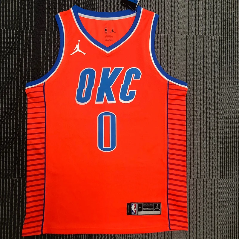 2021 NBA Oklahoma City Thunder Basketball Jersey trapeze Orange #0 WESTBROOK