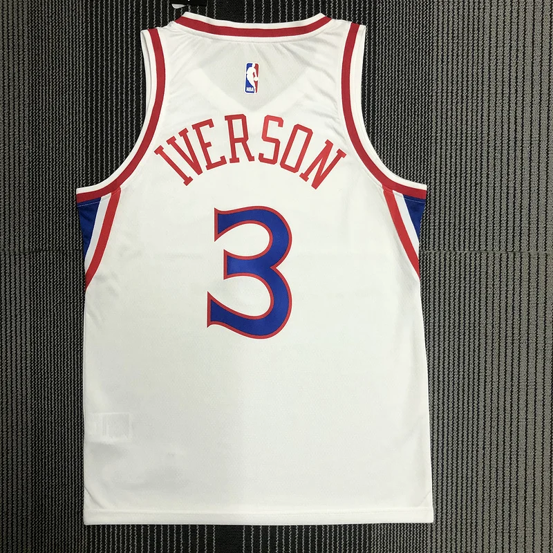 NBA Philadelphia 76ers Basketball Jersey  White #3 IVERSON