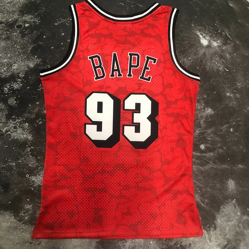 BAPE×M&N Co-branded NBA Miami Heat basketball jersey red 9 #3