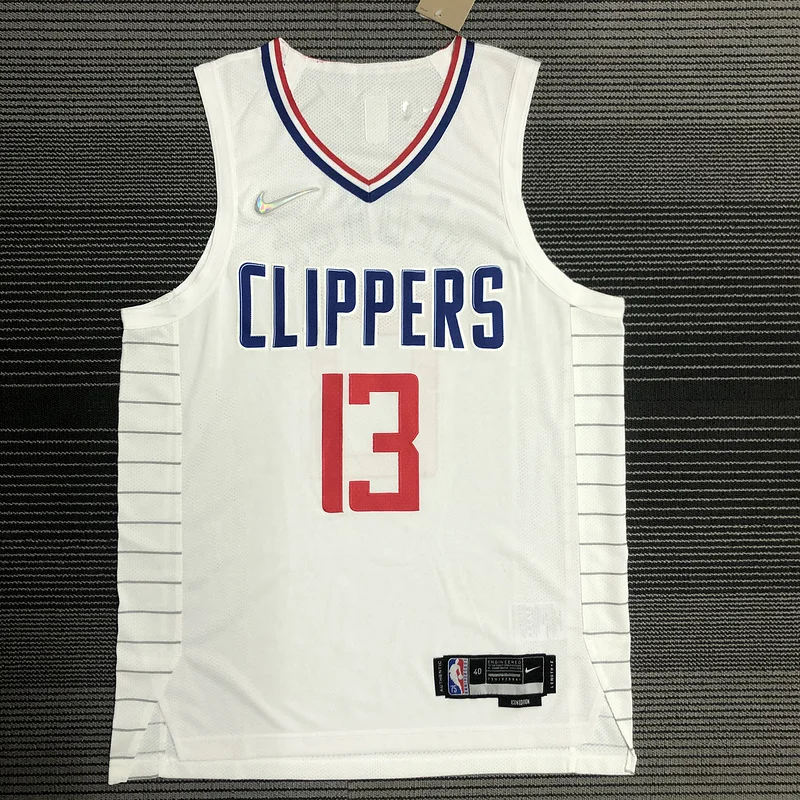 AU player version NBA Los Angeles Clippers Basketball jersey   White  #13   GEORGE