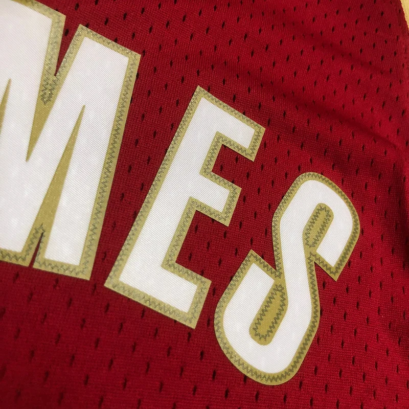 03/04 Mitchell Ness Hot Print Retro Cleveland Cavaliers Basketball Jersey  Red #23 JAMES