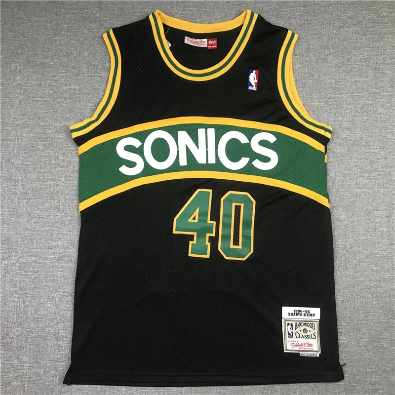 Mitchell Ness NBA Seattle SuperSonics Basketball jersey 40 Black Green