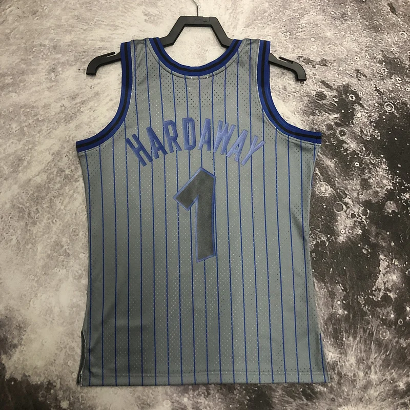 1994 1995 Mitchell Ness Hot Print Retro Orlando Magic Basketball Jersey Gray #1 HARDAWAY