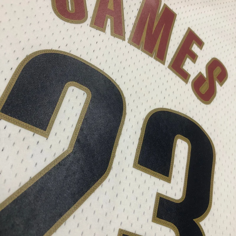 03/04 Mitchell Ness Hot Print Retro Cleveland Cavaliers Basketball Jersey White #23 JAMES