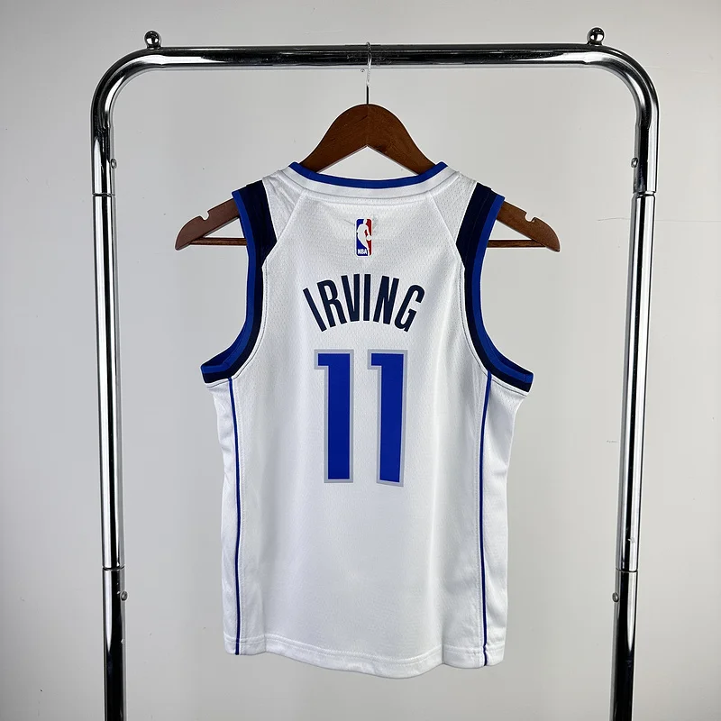 Youth kids Basketball Jersey Dallas Mavericks White #11 IRVING