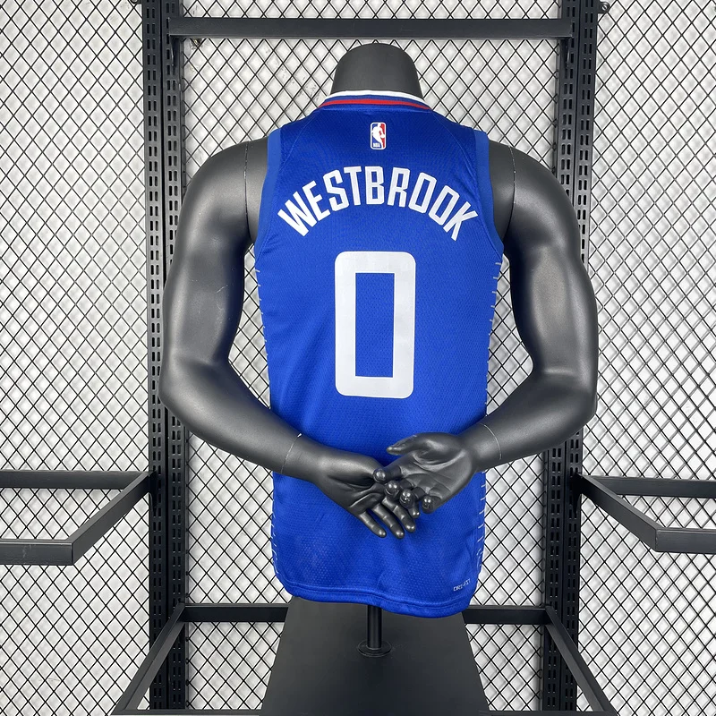 2023 Season   NBA Los Angeles Clippers Basketball jersey   Aawy   Blue  #0    WESTBROOK