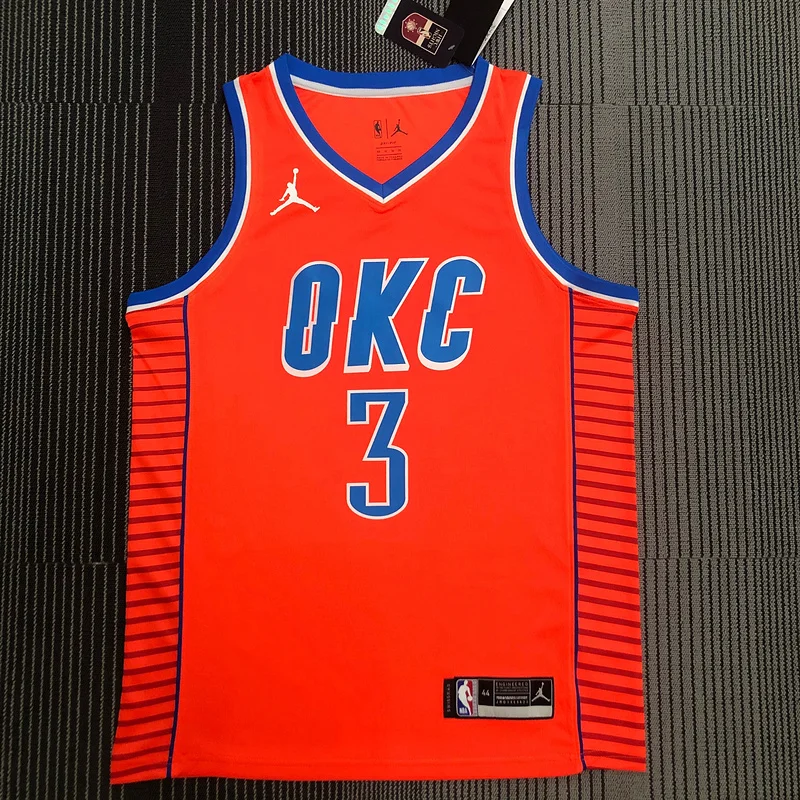 2021 NBA Oklahoma City Thunder Basketball Jersey trapeze Orange #3 PAUL