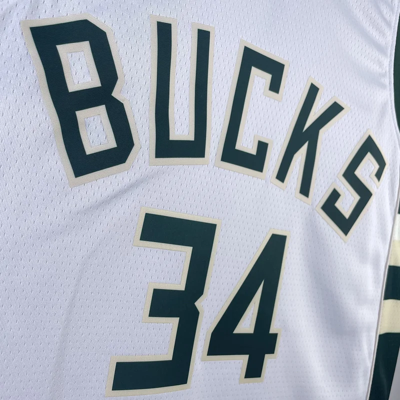 2023 Season NBA Milwaukee Bucks Basketball jersey Home White #34 Antetokounmpo