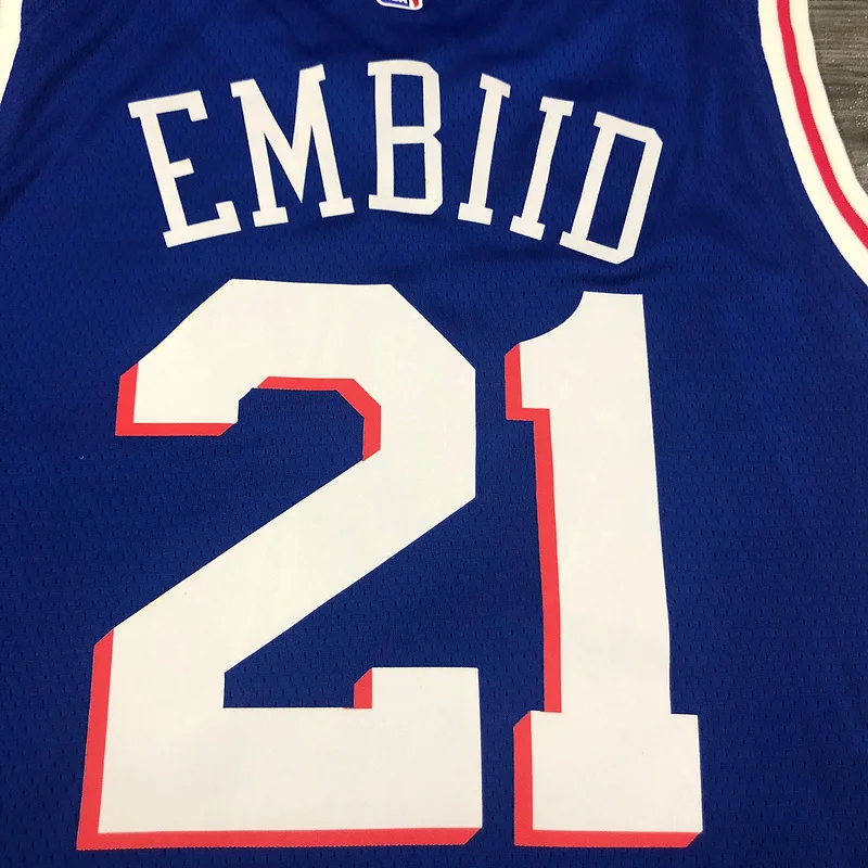 NBA Philadelphia 76ers Basketball Jersey V-neck Blue #21 EMBIID