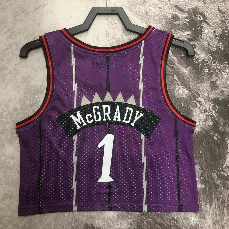 Mitchell Ness Women Retro NBA Toronto Raptors Basketball Jersey Purple #1 McGrady