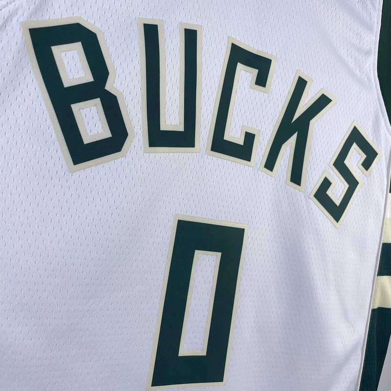 2023 Season NBA Milwaukee Bucks Basketball jersey Home White #0 LILLARD