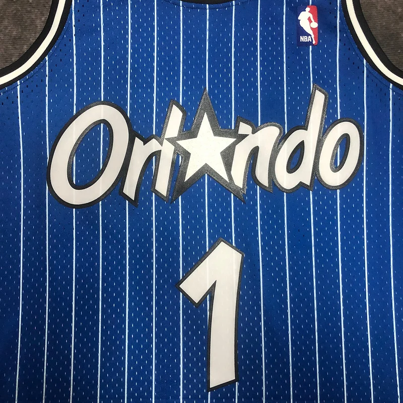 1995 Mitchell Ness Hot Print Retro Orlando Magic Basketball Jersey Blue #1 HARDAWAY