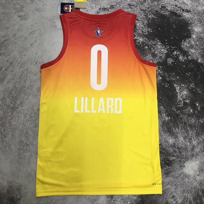 2023   All-Star   Portland Trail Blazers Basketball Jersey  Yellow  #0   LILIARD