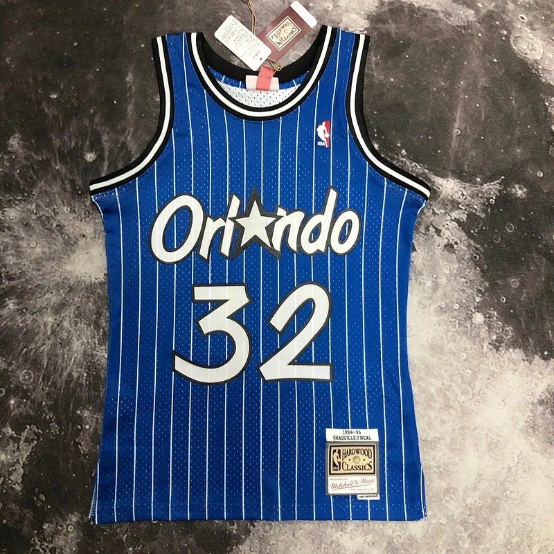 1994 1995 Mitchell Ness Hot Print Retro Orlando Magic Basketball Jersey Blue #32 ONEAL