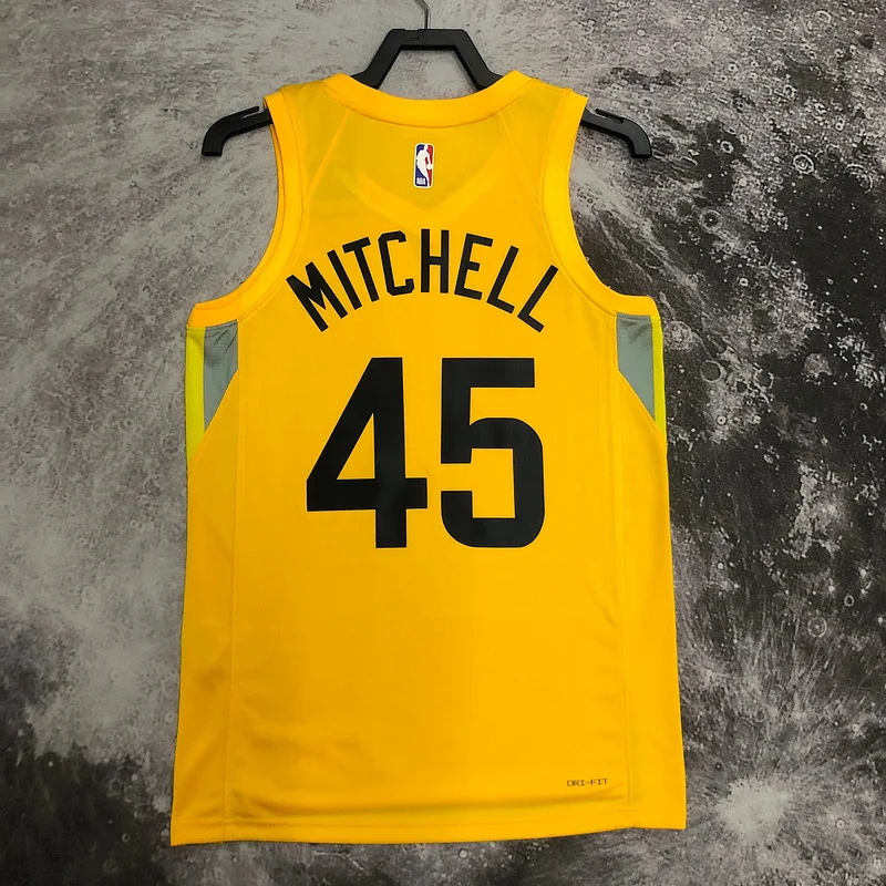 2023 Utah Jazz Basketball Jersey Aawy Yellow #45 MITCHELL