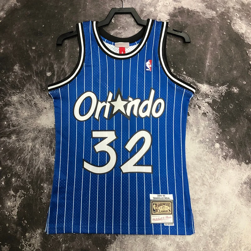 1994 1995 Mitchell Ness Hot Print Retro Orlando Magic Basketball Jersey Blue #32 ONEAL