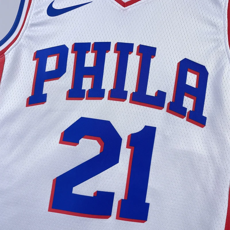 2023 Season NBA Philadelphia 76ers Basketball Jersey Home White #21 EMBIID