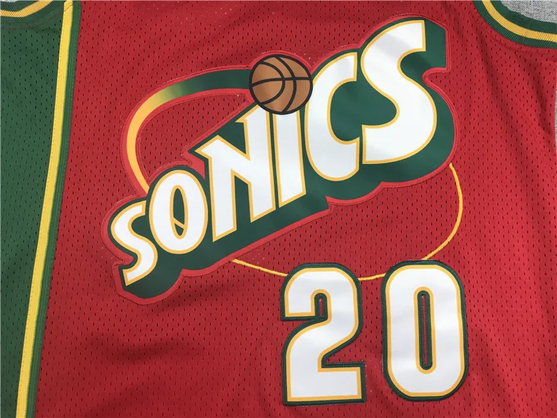 NBA Seattle SuperSonics Basketball jersey 20 Retro red