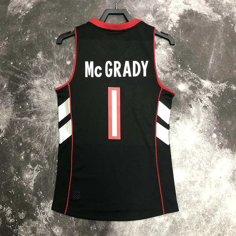 2000 Mitchell Ness Hot Print Retro NBA Toronto Raptors Basketball Jersey Black #1 McGrady