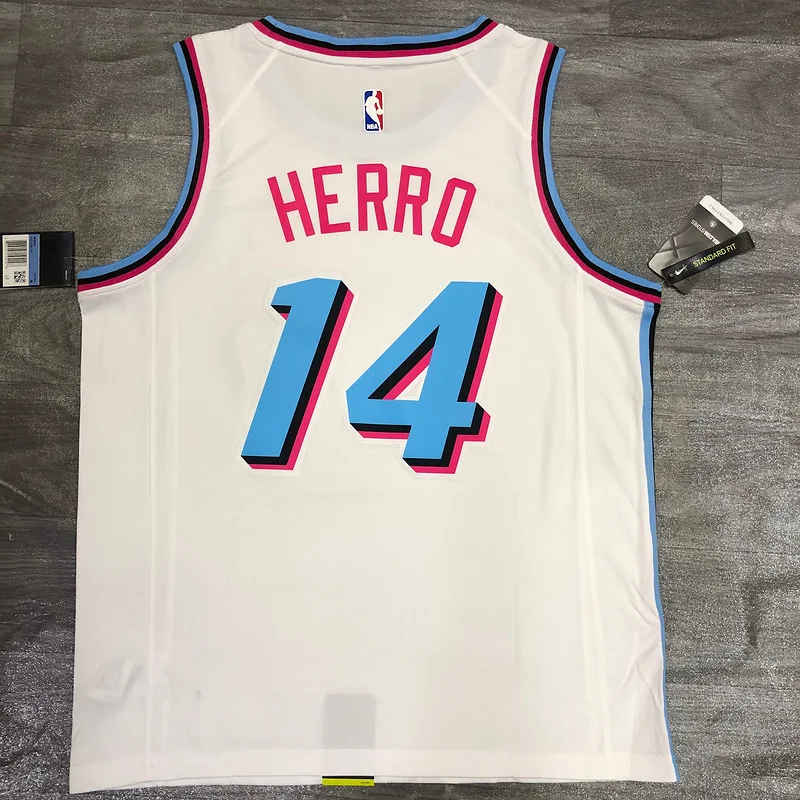 NBA Miami Heat basketball jersey round neck White #14 HERRO