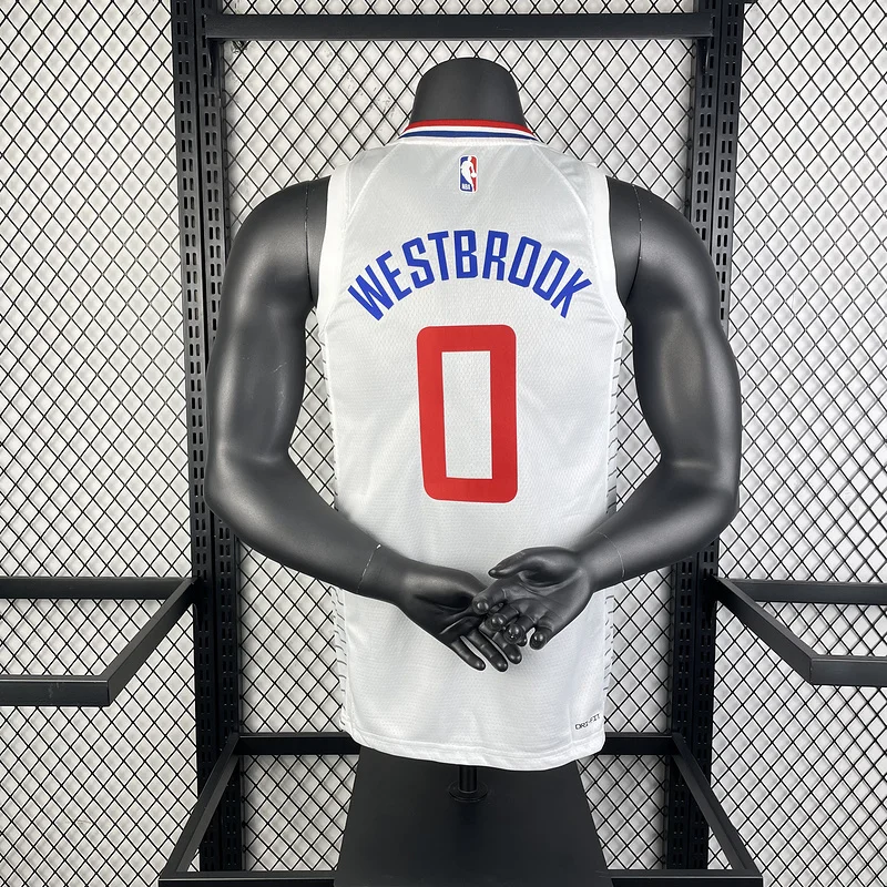 2023 Season   NBA Los Angeles Clippers Basketball jersey   Home   White  #0    WESTBROOK