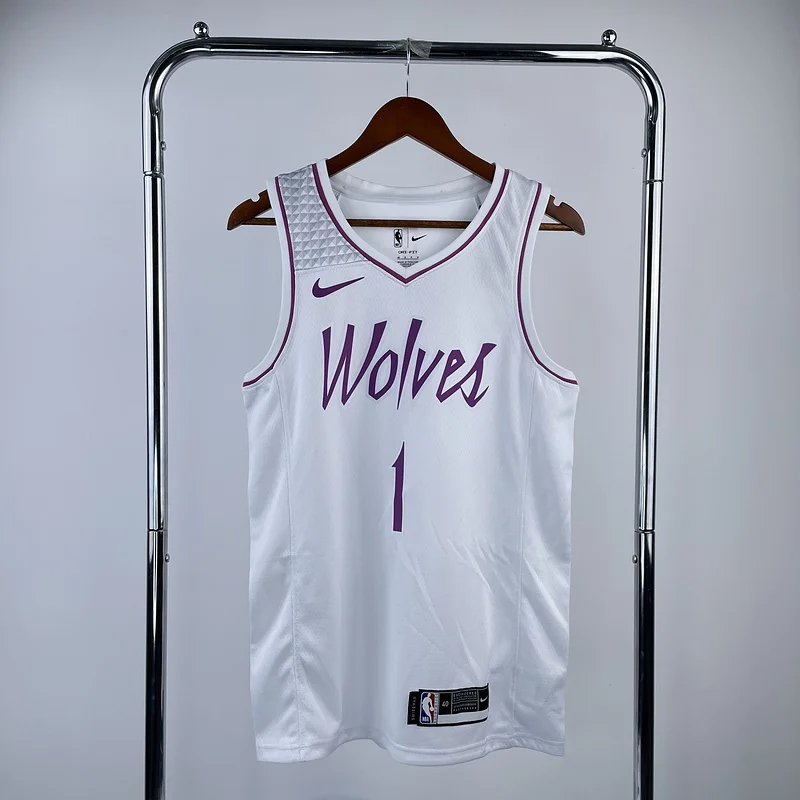 Minnesota Timberwolves Basketball Jersey white pink #1 EDWARDS