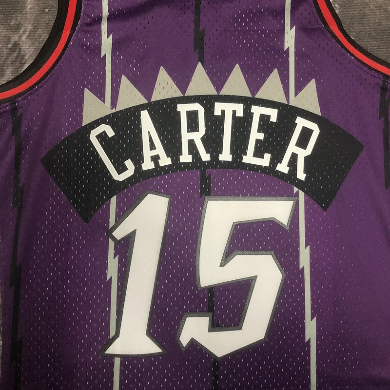 1999 Mitchell Ness Hot Print Retro NBA Toronto Raptors Basketball Jersey Purple #15 CARTER