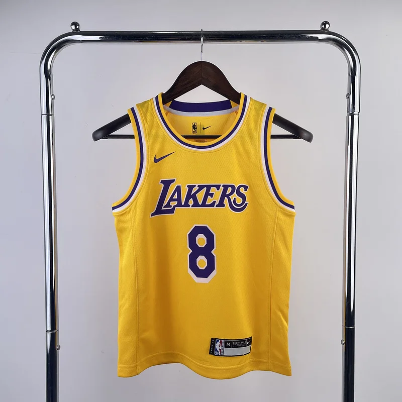 Youth kids Basketball Jersey Los Angeles Lakers Yellow #8 BRYANT