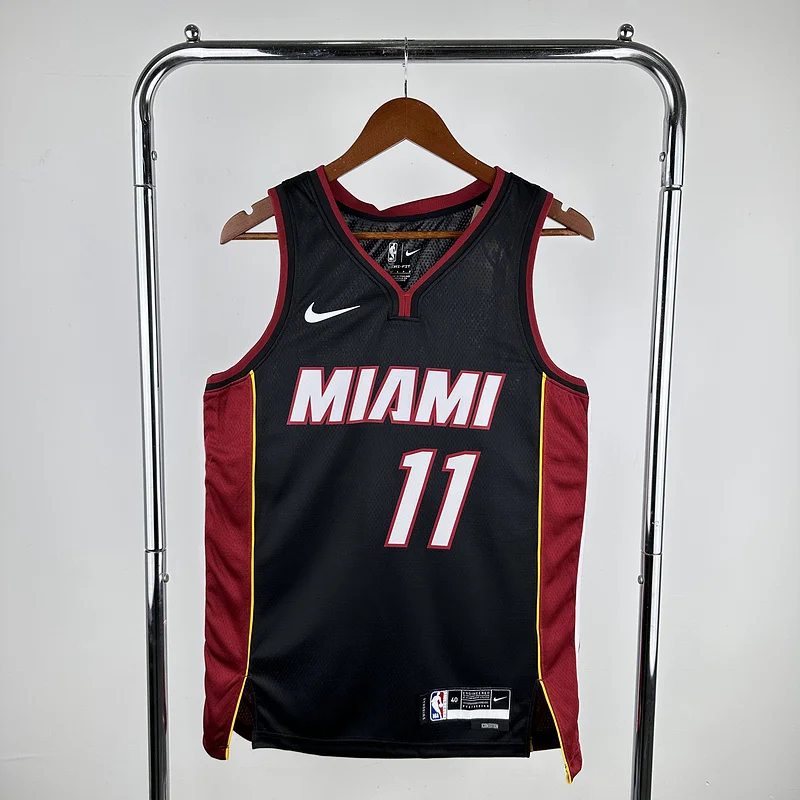 NBA Miami Heat basketball jersey V-neck Away Black #11 JAQUEZ JR