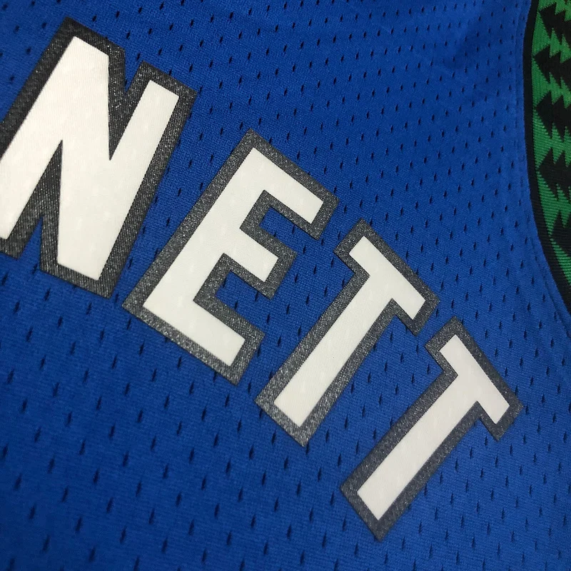 2003 2004 Mitchell Ness Hot Print Retro Minnesota Timberwolves Basketball Jersey Blue #21 GARNETT