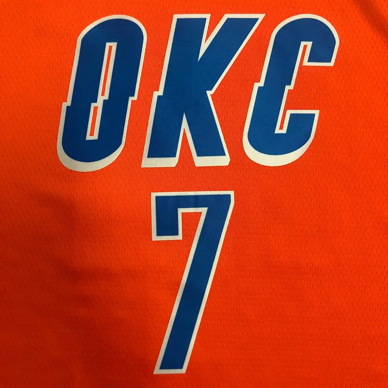 2021 NBA Oklahoma City Thunder Basketball Jersey trapeze Orange #7 ANTHDNY