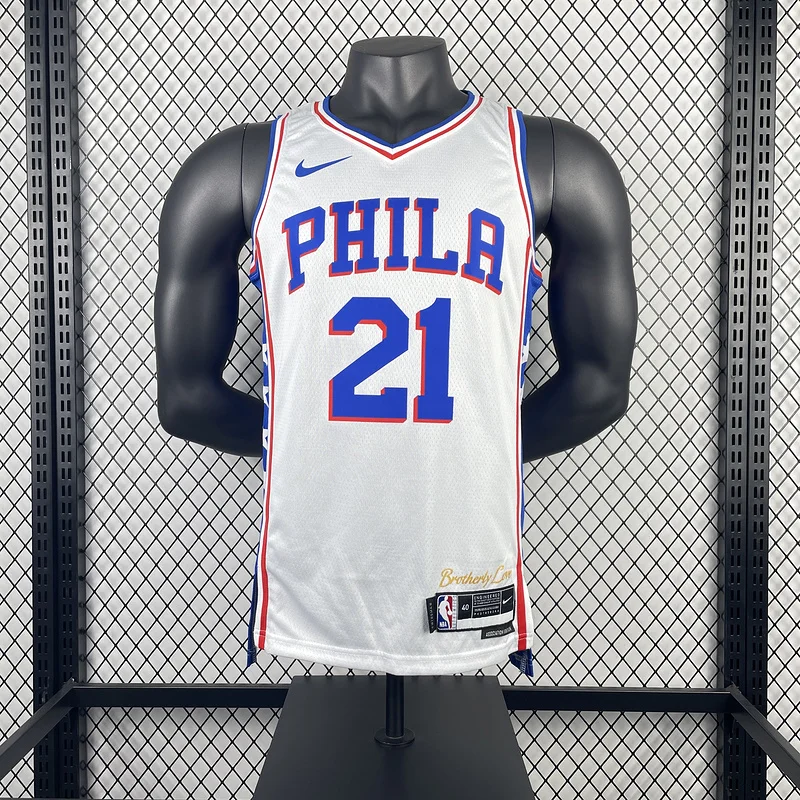 2023 Season NBA Philadelphia 76ers Basketball Jersey Home White #21 EMBIID