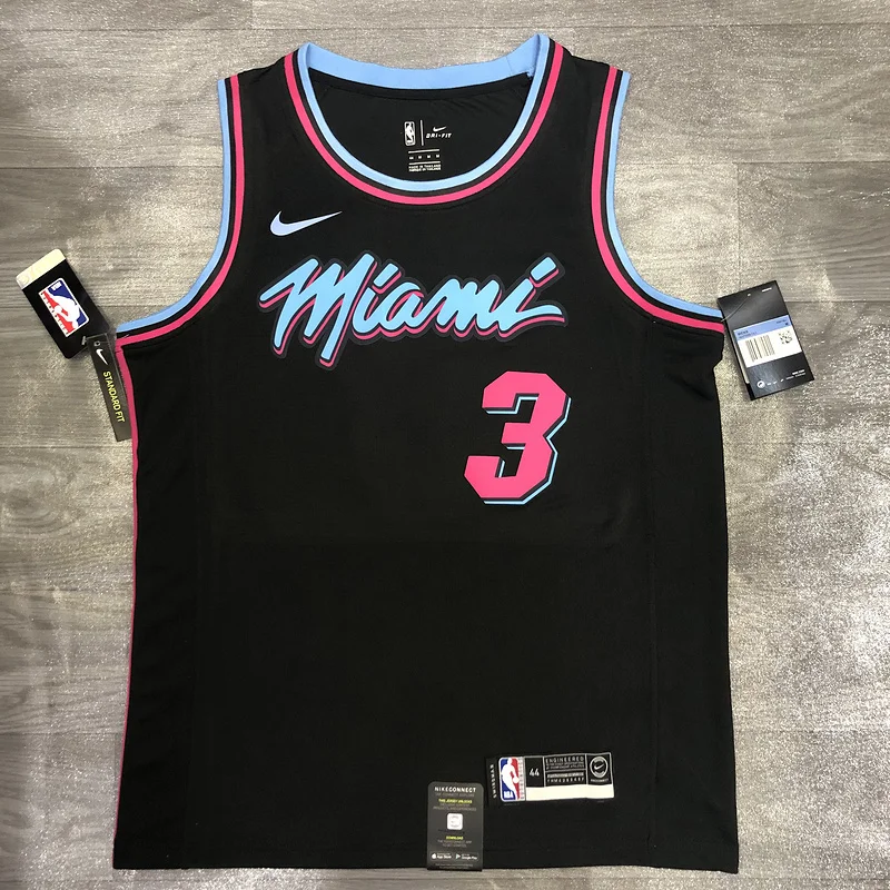 NBA Miami Heat basketball jersey round neck Black #3 WADE