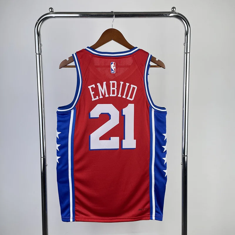 2023 Season NBA Philadelphia 76ers Basketball Jersey trapeze limited #21 EMBIID