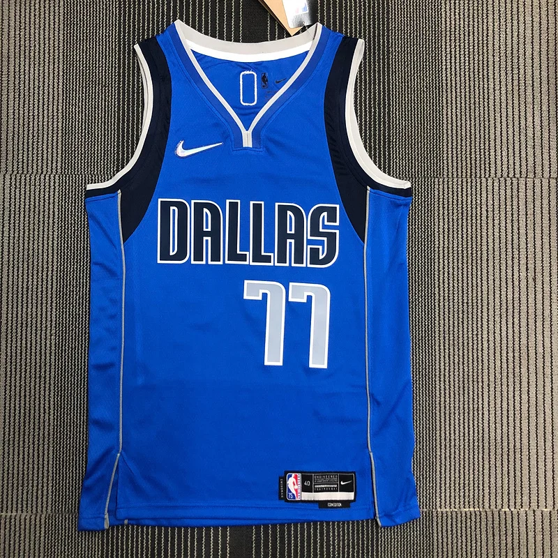 75th anniversary NBA Dallas Mavericks basketball jersey Blue #77 DONCIC