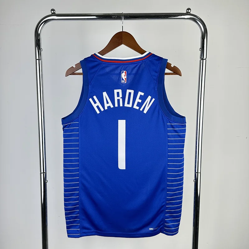 2023 Season   NBA Los Angeles Clippers Basketball jersey   Aawy   Blue  #1    HARDEN