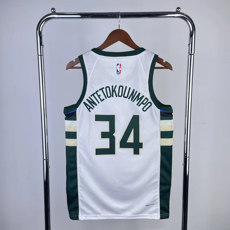 2023 Season NBA Milwaukee Bucks Basketball jersey Home White #34 Antetokounmpo